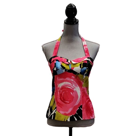 Trina Turk Floral Sweetheart Halter Top | EUC | 4 | Pink Blue Black Whit… - Picture 2 of 14